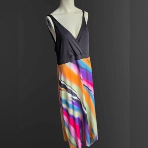 Plus Size 3X Black Abstract Print Maxi Dress Oversized Whimsigoth Grunge